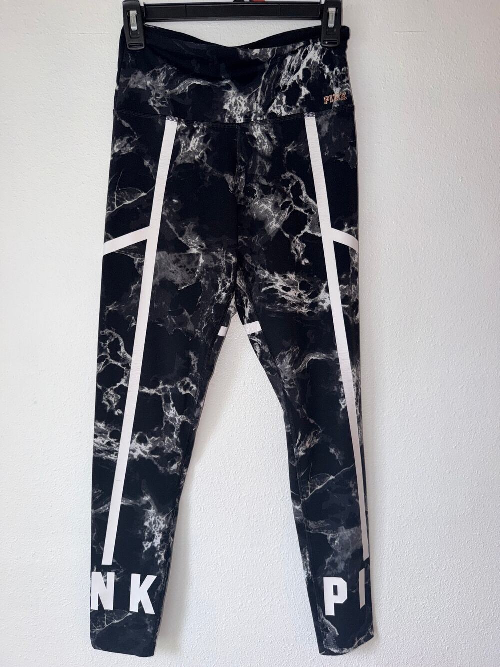 Pink Victoria's Secret Black White Marbled Athletic Compression Leggings Size S